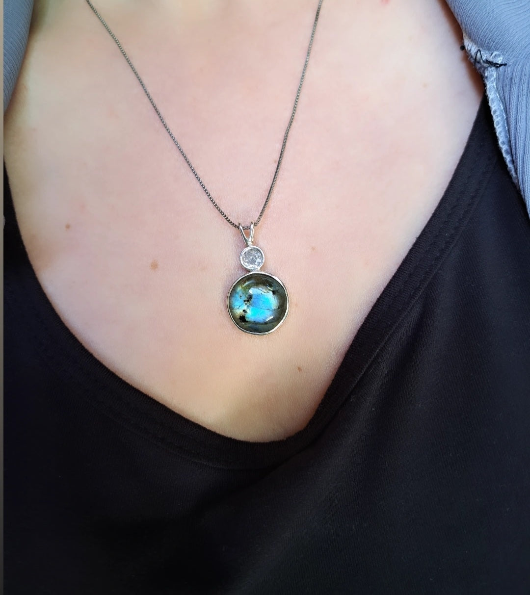 Collier - Labradorite & Oxyde de zirconium